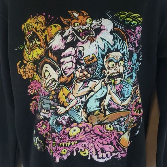 Ricky & Morty Graphic Print Women's Small Black Sweatshirt - Picture 2 of 5